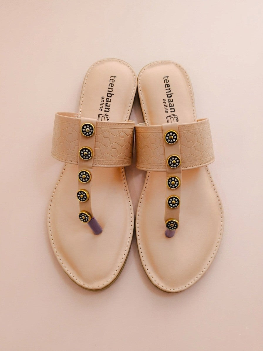 Goldie Silver Stone Slippers