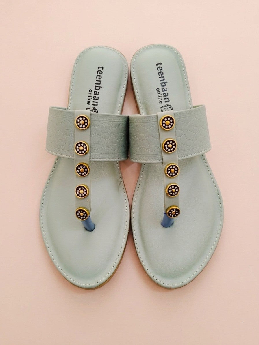 Goldie Silver Stone Slippers