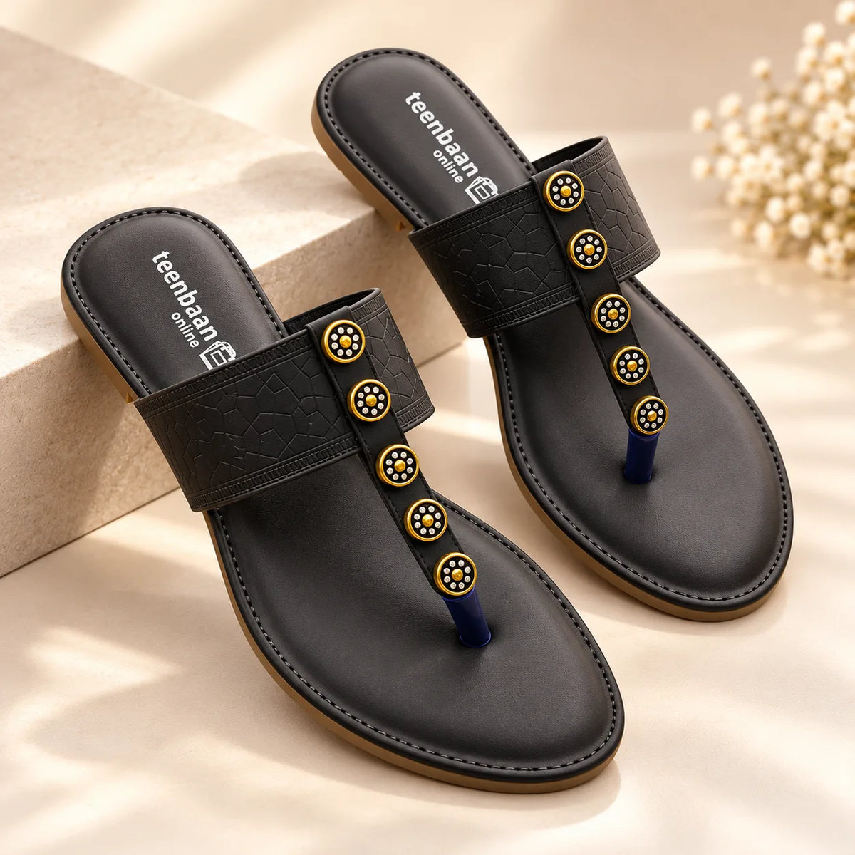 Goldie Silver Stone Slippers