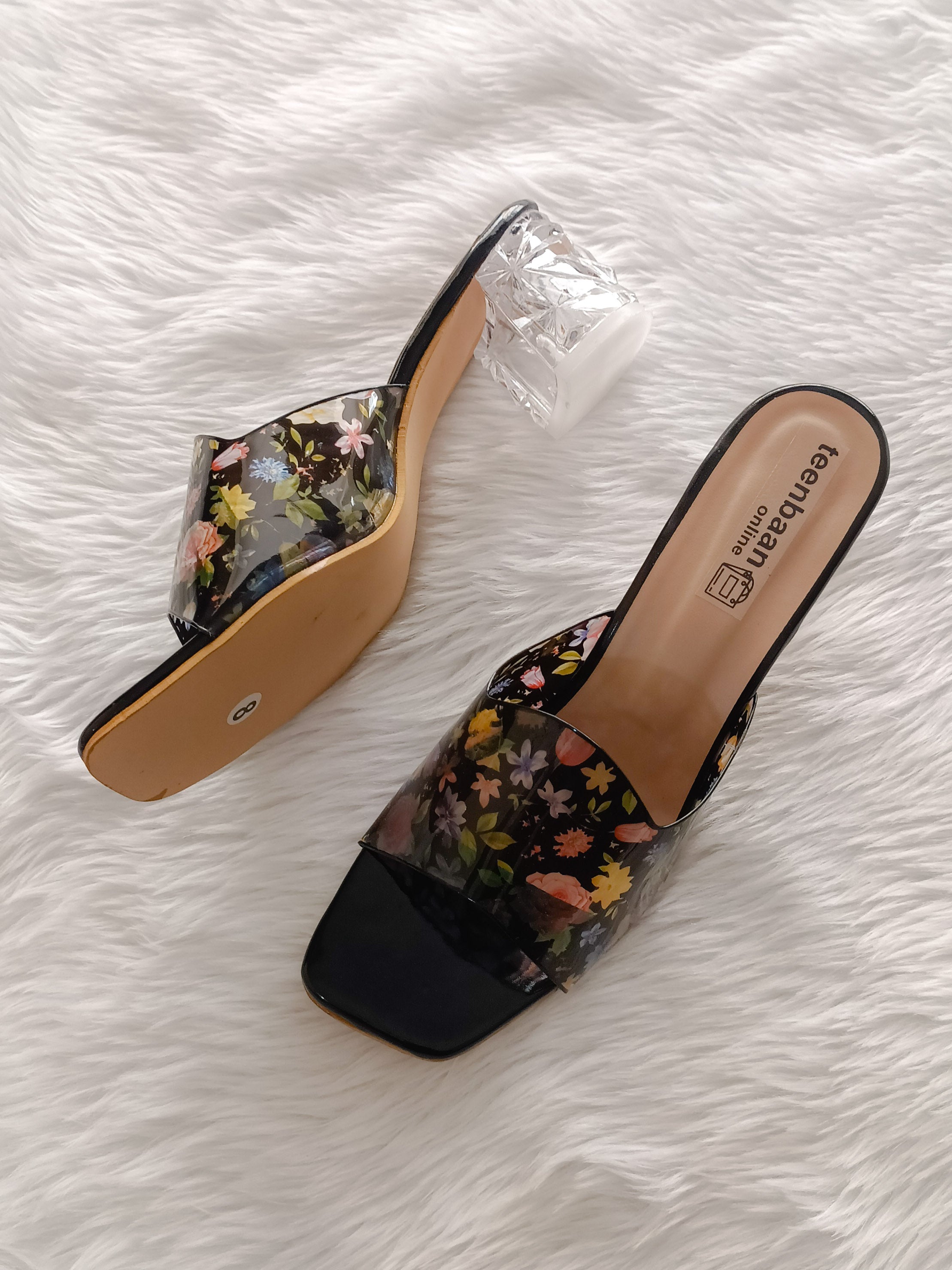 Crystal Flower Heels
